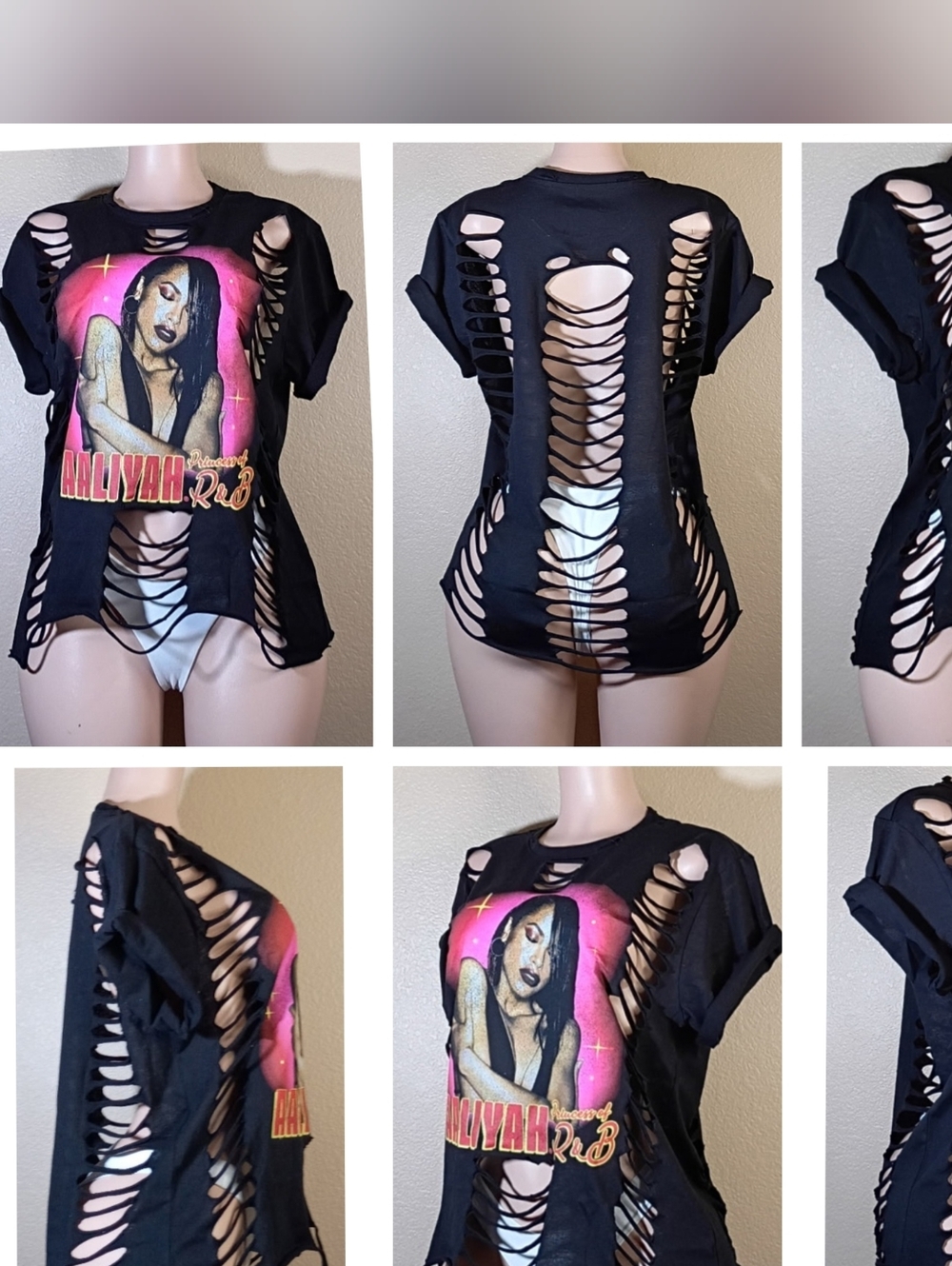 Aaliyah Custom Distresses Graphic Tshirt
